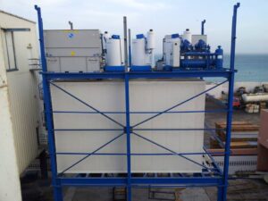 Silo de stockage de glace en bois, revêtement en tôle inox 304L